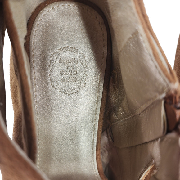 Olho 7.50Faux Suede Platform Stilleto Heels Women Caramel Cognac Brown Pinup 5" - Picture 10 of 13